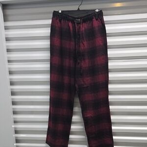 Lucky Brand Pajama Pants Mens Medium Burgandy Buffalo Plaid Fleece Sleep Pants